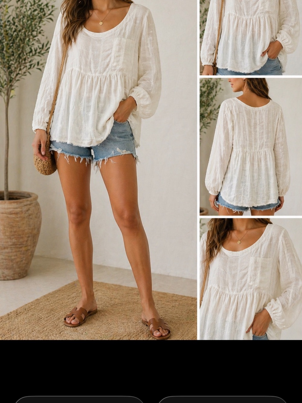 We The Free Women White Textured Buttonless Tunic Size extra Small OVERSIZE. - Picture 1 of 15
